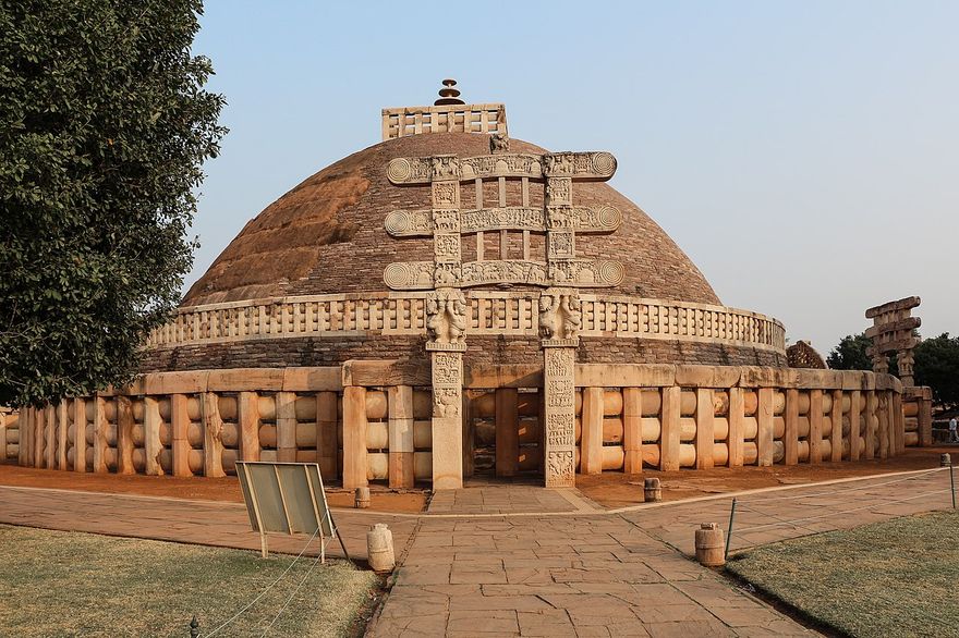 Stupa at Sanchi built in the 3rd. Century B.C.