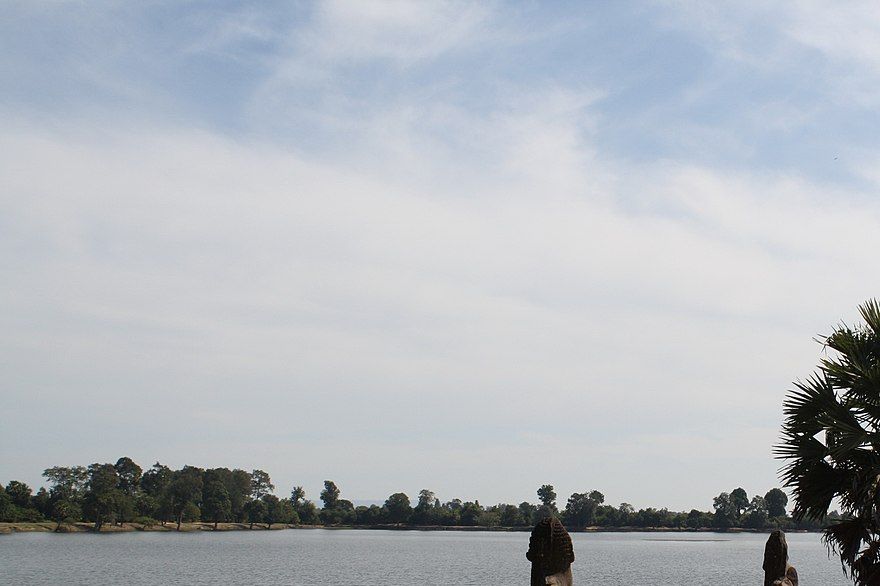 The West Baray at Angkor, from the mid 11th. Century.  One of the largest handcut water reservoirs on Earth at 53 Million cubic metres.