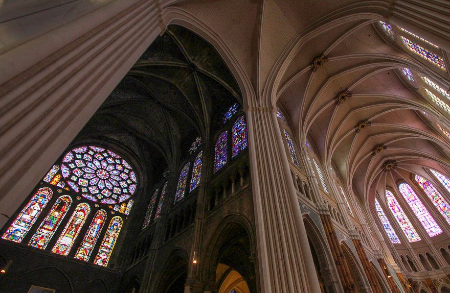 Interior of Chartres Cathedral built between 1194 and 1220 A.D.