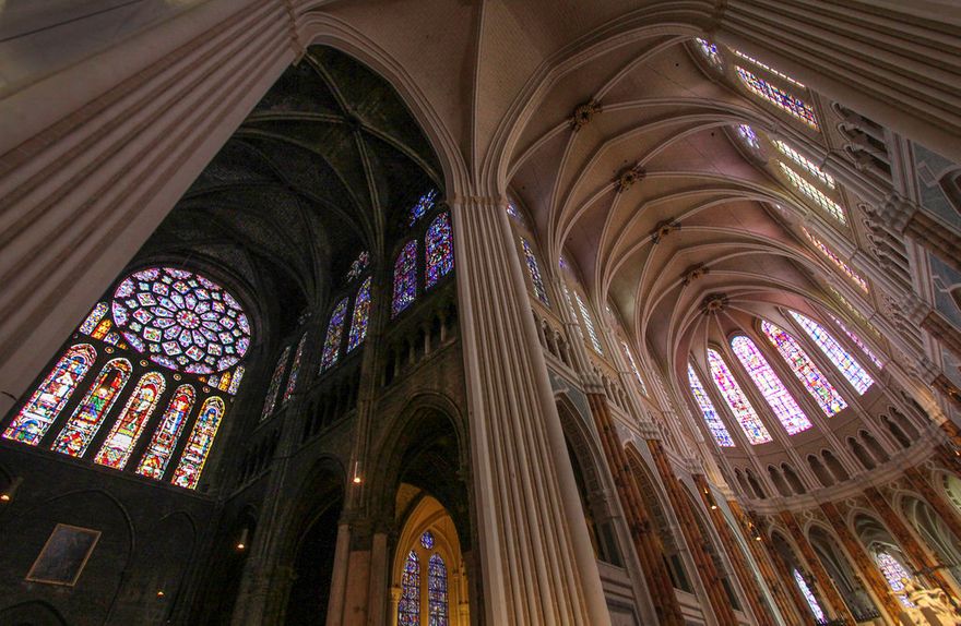 Interior of Chartres Cathedral built between 1194 and 1220 A.D.