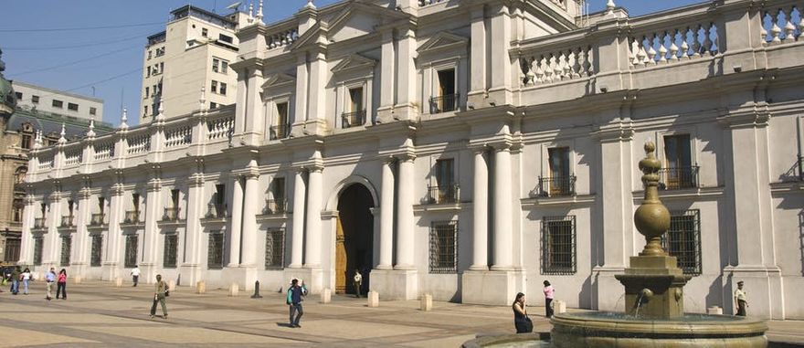 Palacio de la Moneda in Santiago de Chile built from 1784 to 1805 A.D. Designed by architect Joaquín Toesca