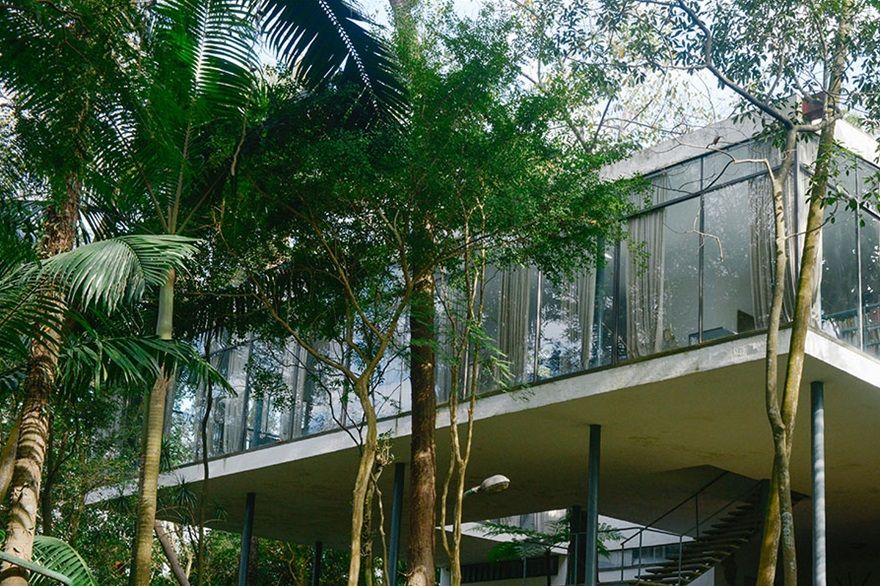 The Glass House by Lina Bo Bardi. completed in 1950, in Casa de Vidro in Sao Paulo