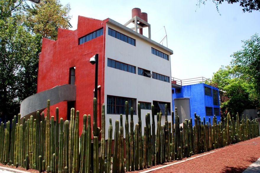 Casa O' Gorman and Casa Estudio Diego Rivera y Frida Kahlo designed by  architect Juan O' Gorman 1929-1932 in Mexico City