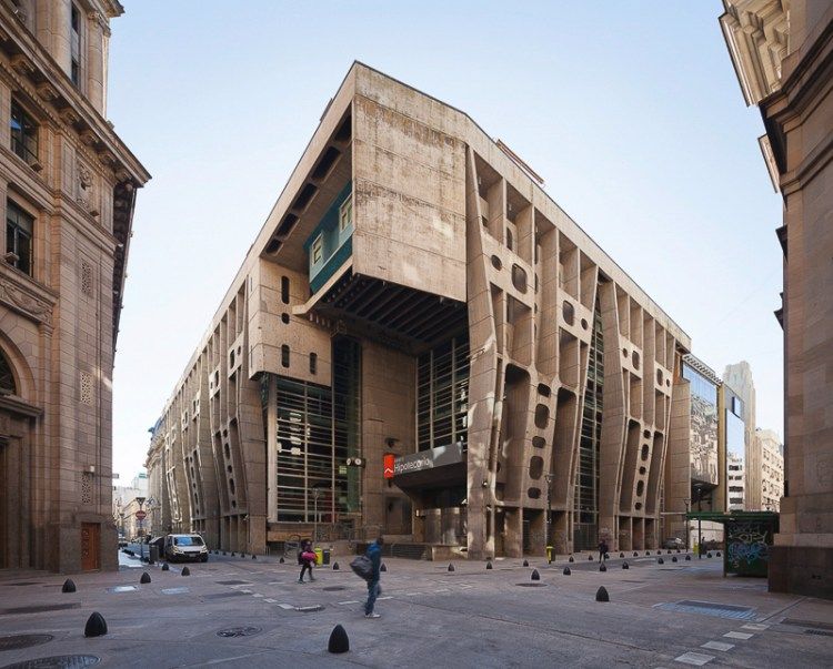 The Bank of London (1960–66), in Buenos Aires, by Clorindo Testa, Santiago Sánchez, Elía Federico Peralta Ramos, and Alfredo Agostini,