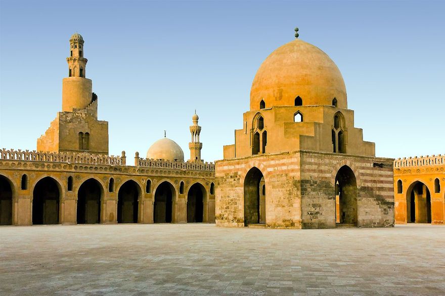 Mosque of Ibn Tulun in Cairo, Egypt commissioned by Ahmad ibn Tulun, the Abbasid governor of Egypt from 868–884 A.D.