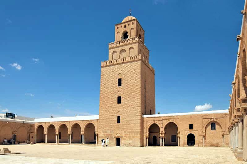 The minaret of the Great Mosque of Kairouan in Tunisia 863 A.D.