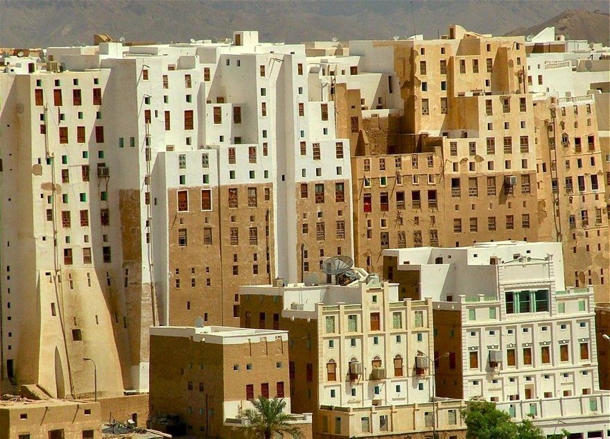 Old  Multi-Storey Dwellings in Shibam, Yemen.  Built up to 14 storeys high, from the 16th Century A.D., in a 1,700 year old town..