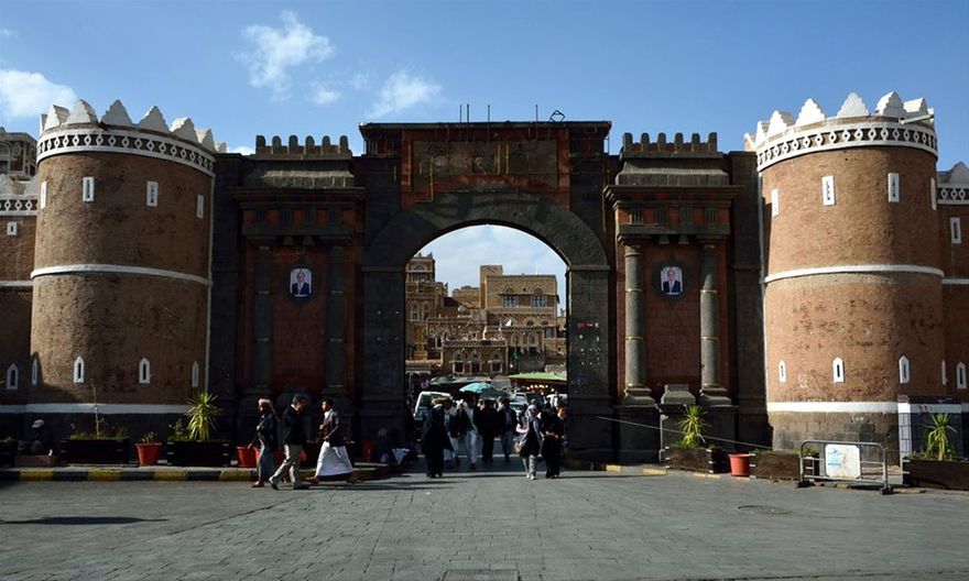The Bāb al-Yaman, Gate of Yemen) in the Old City of Sana'a, Yemen, which dates to the 17th century