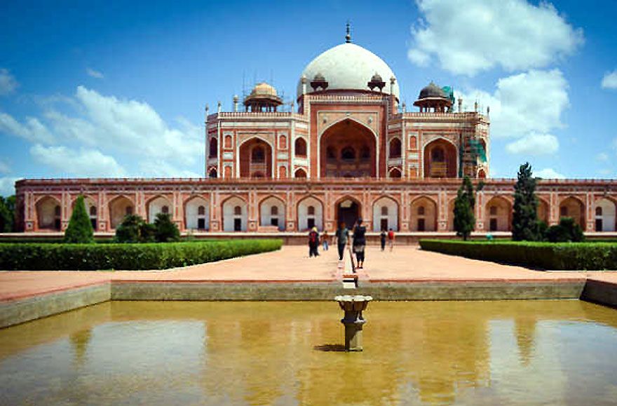 The Tomb of Humayun in Delhi, India. The tomb was commissioned by Humayun's chief consort, Empress Bega Begum in 1558 A.D.