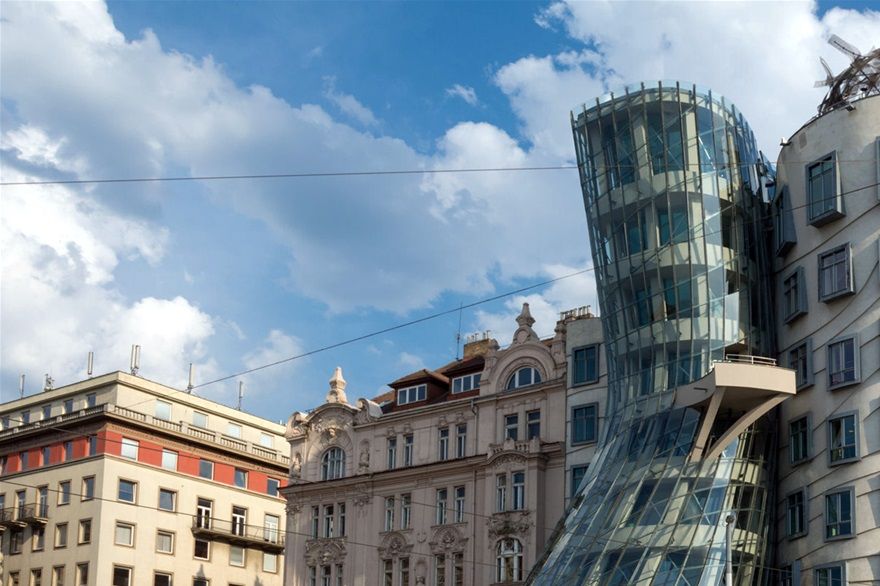 The Dancing House in Prague, Czech Republic by Frank Gehry built 1992-1996.