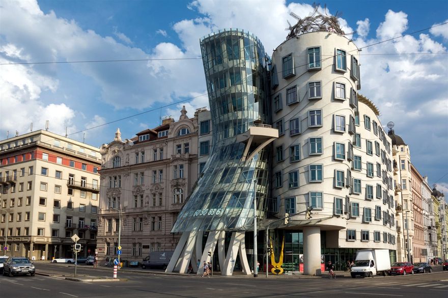 The Dancing House in Prague, Czech Republic by Frank Gehry built 1992-1996.