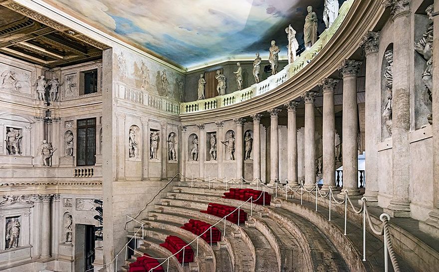 Interior of the Teatro Olimpico at Vicenza by Andrea Palladio built 1584 finished by Vincenzo Scamozzi