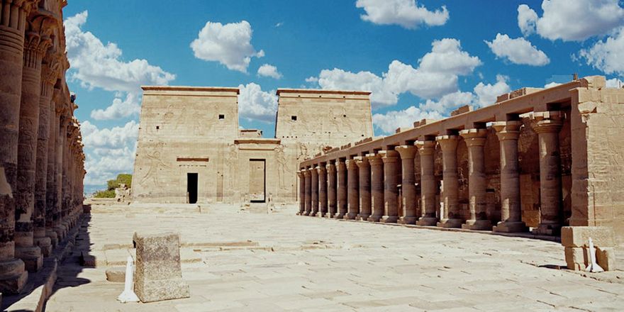 Island of Philae - relocated Temple of Isis built beginning ca. 280 B.C. Aswan, Egypt
