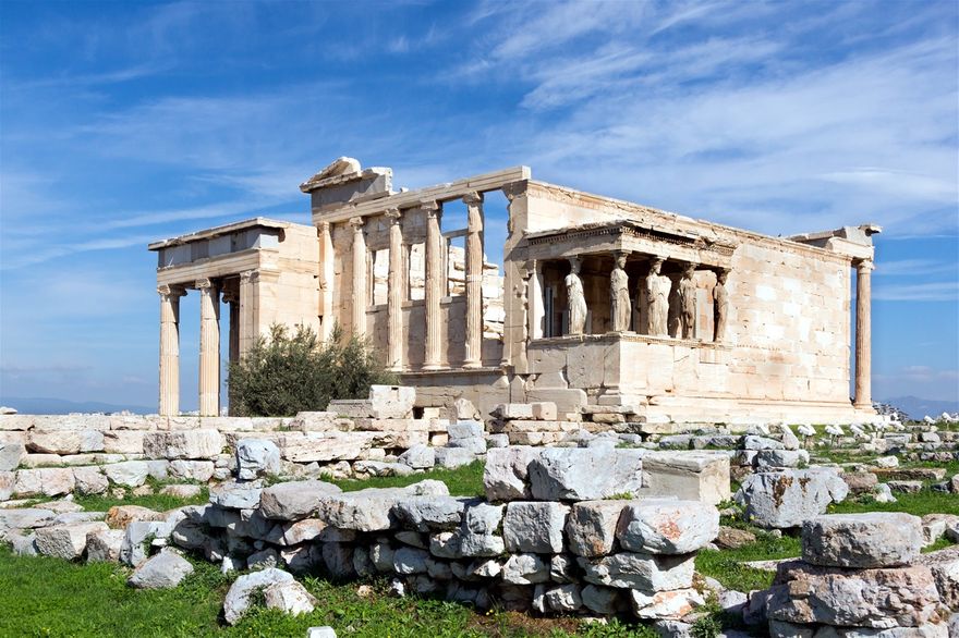 Erechtheion on the Acropolis in Athens, with its Ionic columns and caryatid porch, 421–405 BC Architect Mnesikles
