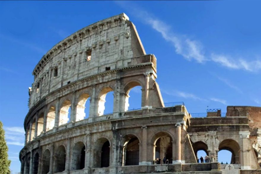 The Colosseum in Rome, begun under Vespasian 72 A.D. and completed in 80 AD under Titus
