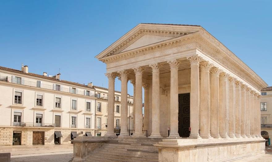 Maison Carrée, a Roman Temple at Nîmes, France, built during 4–7 A.D.