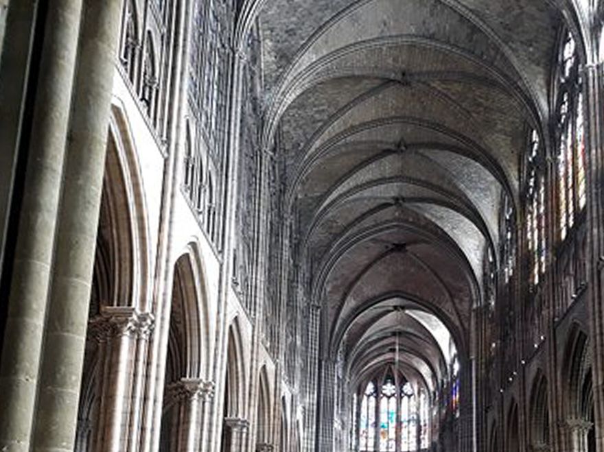 Nave of Abbey of Saint-Denis, north of Paris commenced In 1140 A.D., by Abbot Suger as architect.