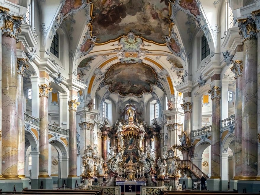 Basilica of the Fourteen Holy Helpers by Balthasar Neumann (1743–1772 A).
